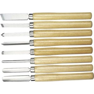Westfalia Drechselbeitel Set 8-Teilig Holzgriff Metall Braun