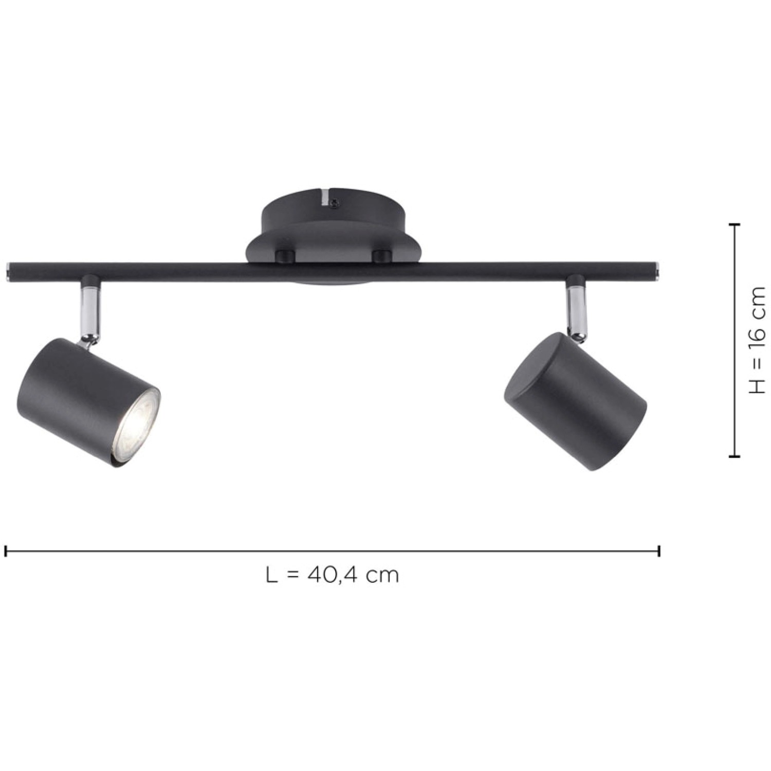 Just Light Spot Tarik, 2-flammig, anthrazitfarbene LED Deckenleuchte, 40,4x16 cm.