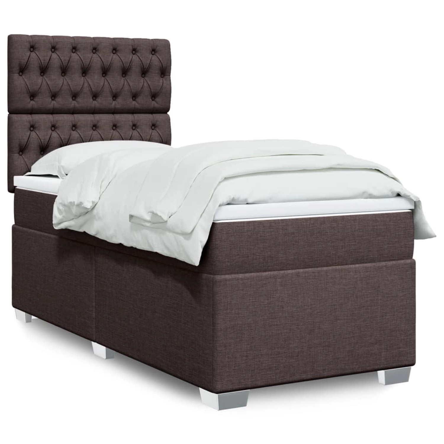 vidaXL Boxspringbett mit Matratze Dunkelbraun 90x200 cm Stoff 3292681 günstig online kaufen