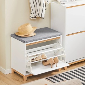 SoBuy Schuhkipper Schuhbank mit Klappe Dielenbank mit Sitzkissen FSR191-WN