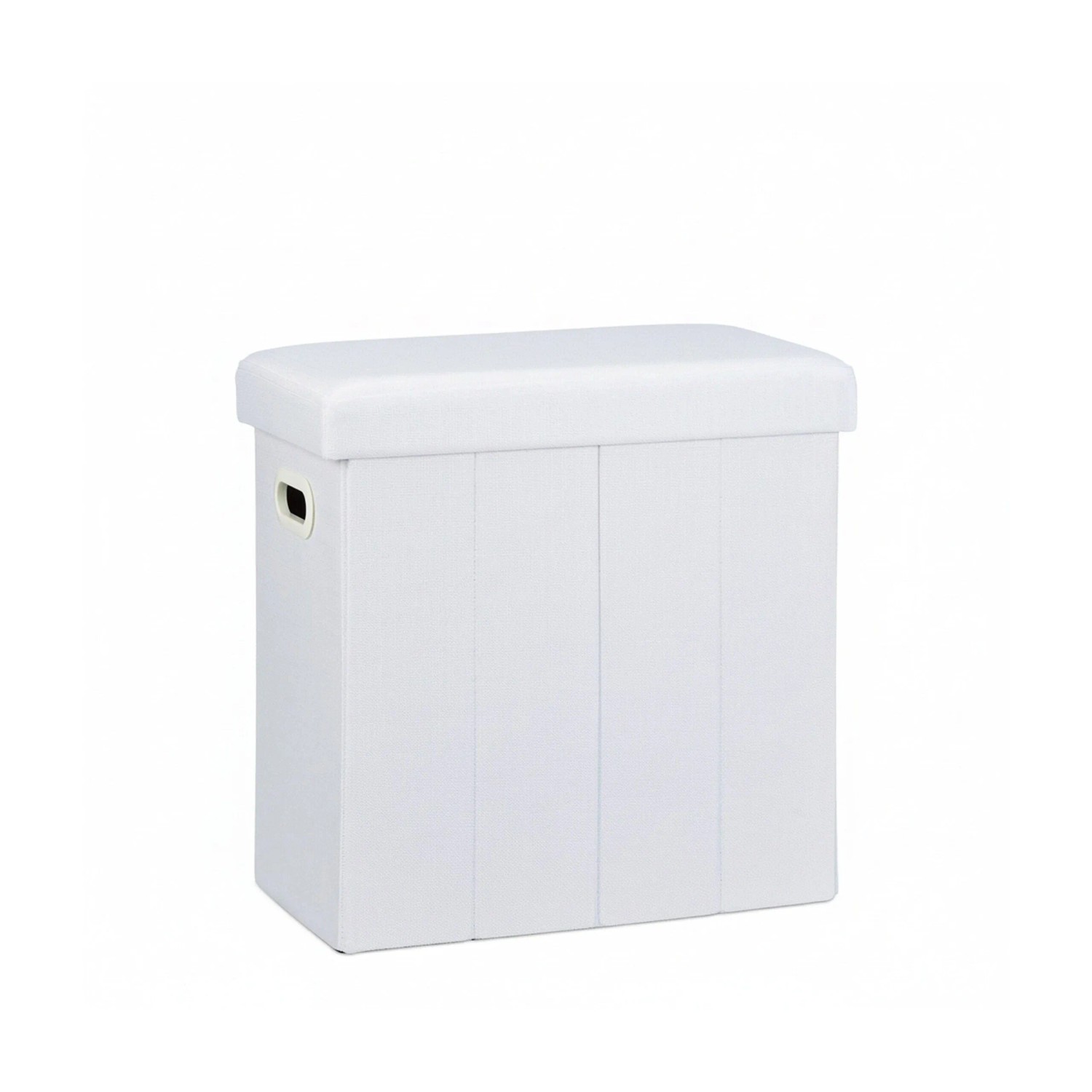 Relaxdays Sitzhocker MDF Polyester Weiß Faltbar mit Griffen 49,5 cm x 46 cm x 25,5 cm 3 kg