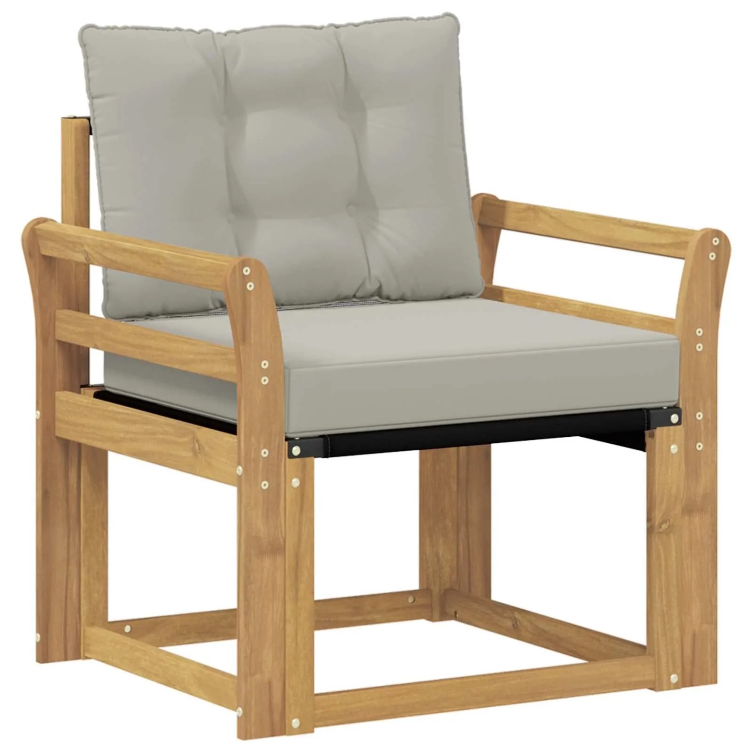 vidaXL Outdoor-Sofa Massives Akazienholz und Textilene Weiß 3439041
