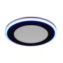 Schwarzer, runder Trio LED Einbaustrahler Argus mit RGBW-Farbwechsler, 8,2 cm Durchmesser.