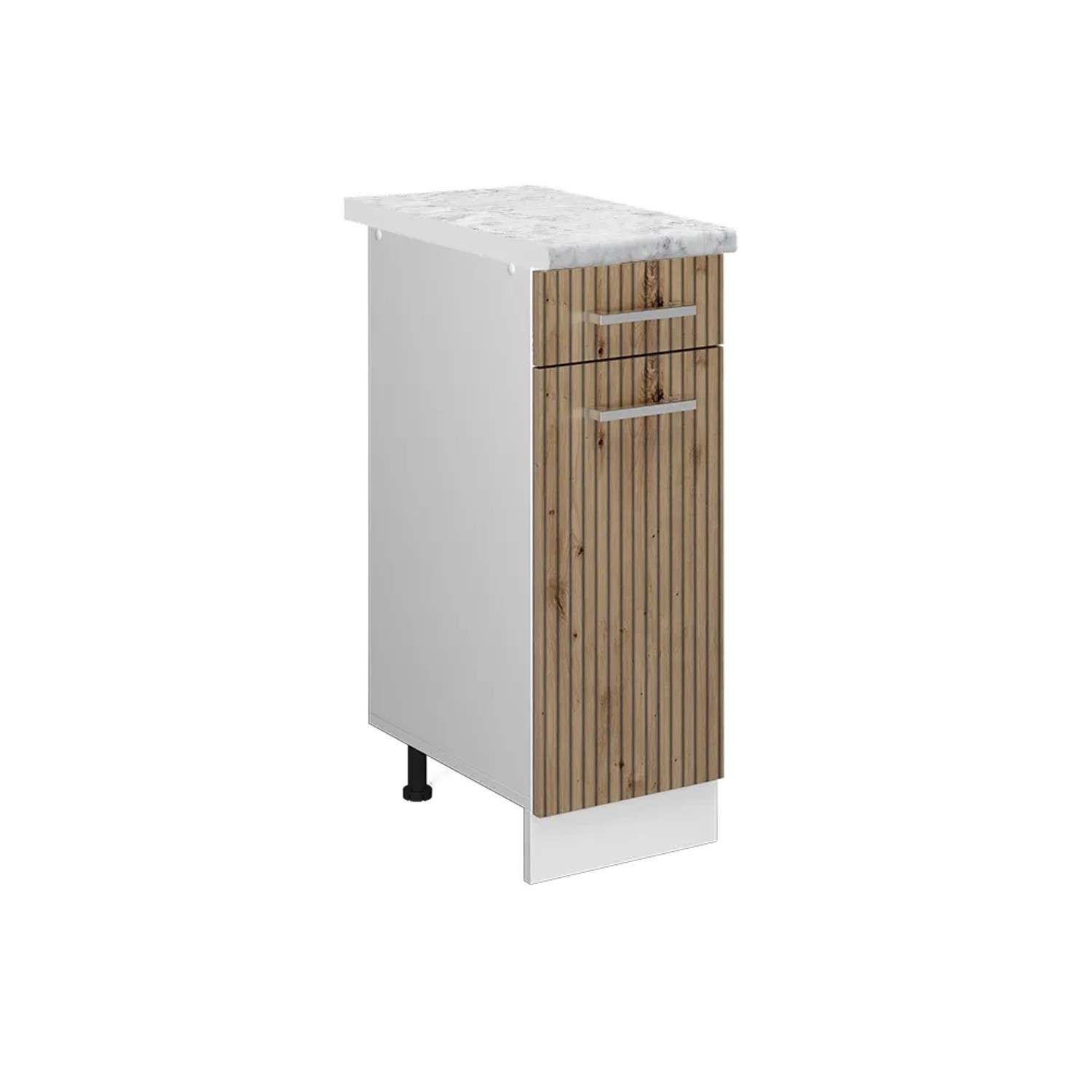 Vicco Küchenunterschrank R-Line Schubladenschrank für die Küche Artisan-Eiche/Weiß 30 cm AP Marmor