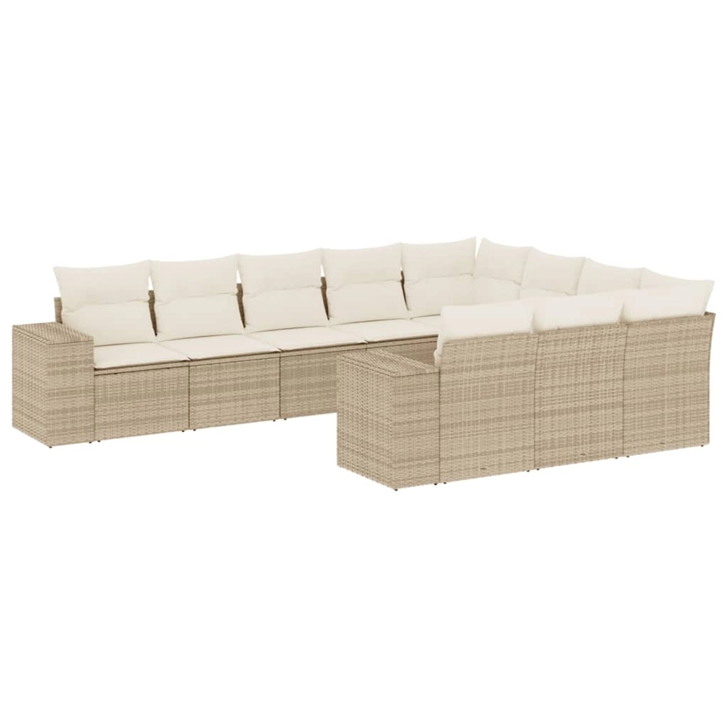vidaXL 10-Tlg Garten-Sofagarnitur mit Kissen Beige Poly Rattan 3255425 günstig online kaufen