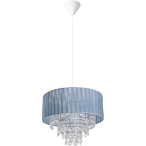 Graue Näve Pendelleuchte Kristallo mit Acrylbehang, ideal als Wohnzimmerlampe.