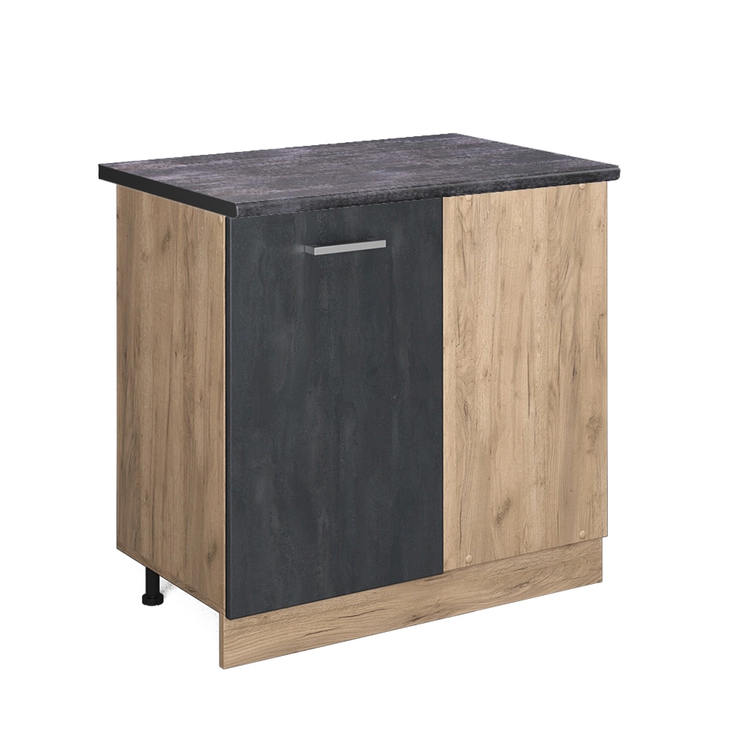 Vicco Eckunterschrank R-Line Schwarz Beton/Goldkraft Eiche 86 cm AP Anthrazit