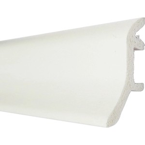 Weiße Sockelleiste aus Hartschaum, 46x20x2500 mm, für Laminatböden.