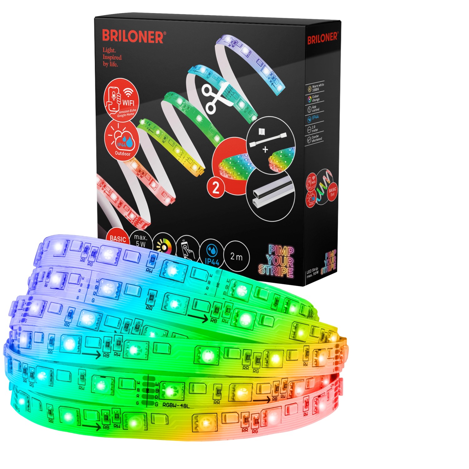 Thumbnail - Briloner Pimp your Stripe LED-Band Starter-Set Smart RGB/W-Funktion IP44 2 m