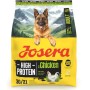 Josera High Protein Adult Chicken Trockenfutter für Hunde, 900g Packung mit Schäferhund-Motiv.