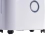 Detailaufnahme: Weißer Comfee Luftentfeuchter MDDF-20DEN7 mit Rollen.