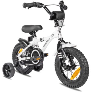 PROMETHEUS BIKES Kinderfahrrad 12 Zoll ab 3 Jahre mit Stützrädern und Rücktrittbremse Weiß