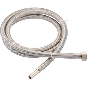 Flexibler Edelstahl-Verbindungsschlauch, 14,9 mm (G 3/8) x 10 mm x 1500 mm, für Trinkwasserinstallation.