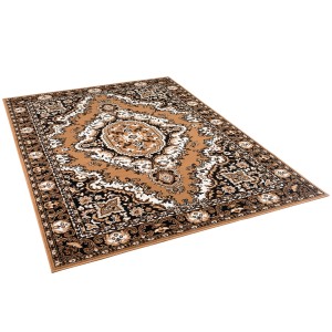 Beiger Pergamon Orient Teppich Trendline Keshan, 185x270cm, mit klassischem Muster.