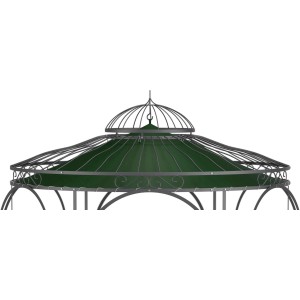 Dunkelgrünes Eleo Sonnensegel Milano Ø 290 cm für Pavillon Milano.