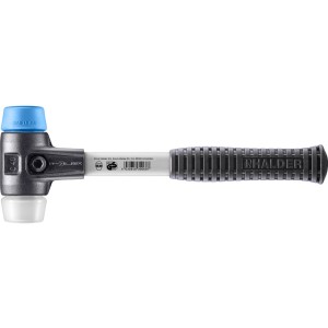 Halder Simplex Schonhammer Ø 40mm mit blauem TPE-soft und Superplastik Einsatz, Fiberglasstiel.