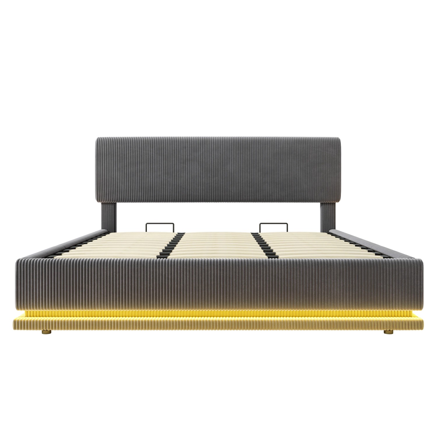 okwish Polsterbett 180x200cm mit LED Kopfteil Schlafzimmer Grau ohne Matratze