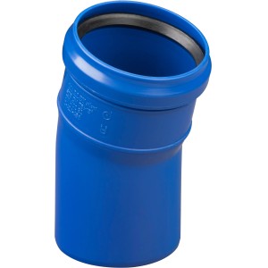 Blauer Marley HT Silent Bogen DN 110/15° für schallgedämmte Abwasserrohre.