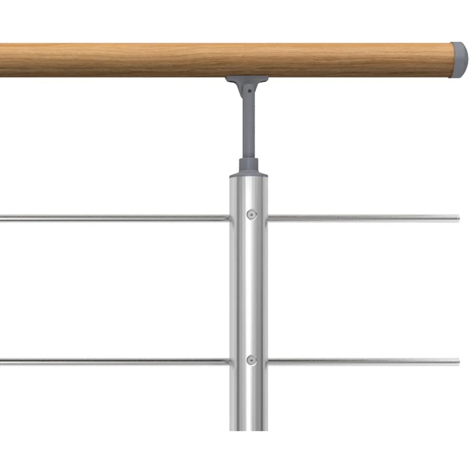 Dolle Geländerset mit Eichehandlauf, 150cm, für die Bodenmontage. Geländer aus Holz und Metall.