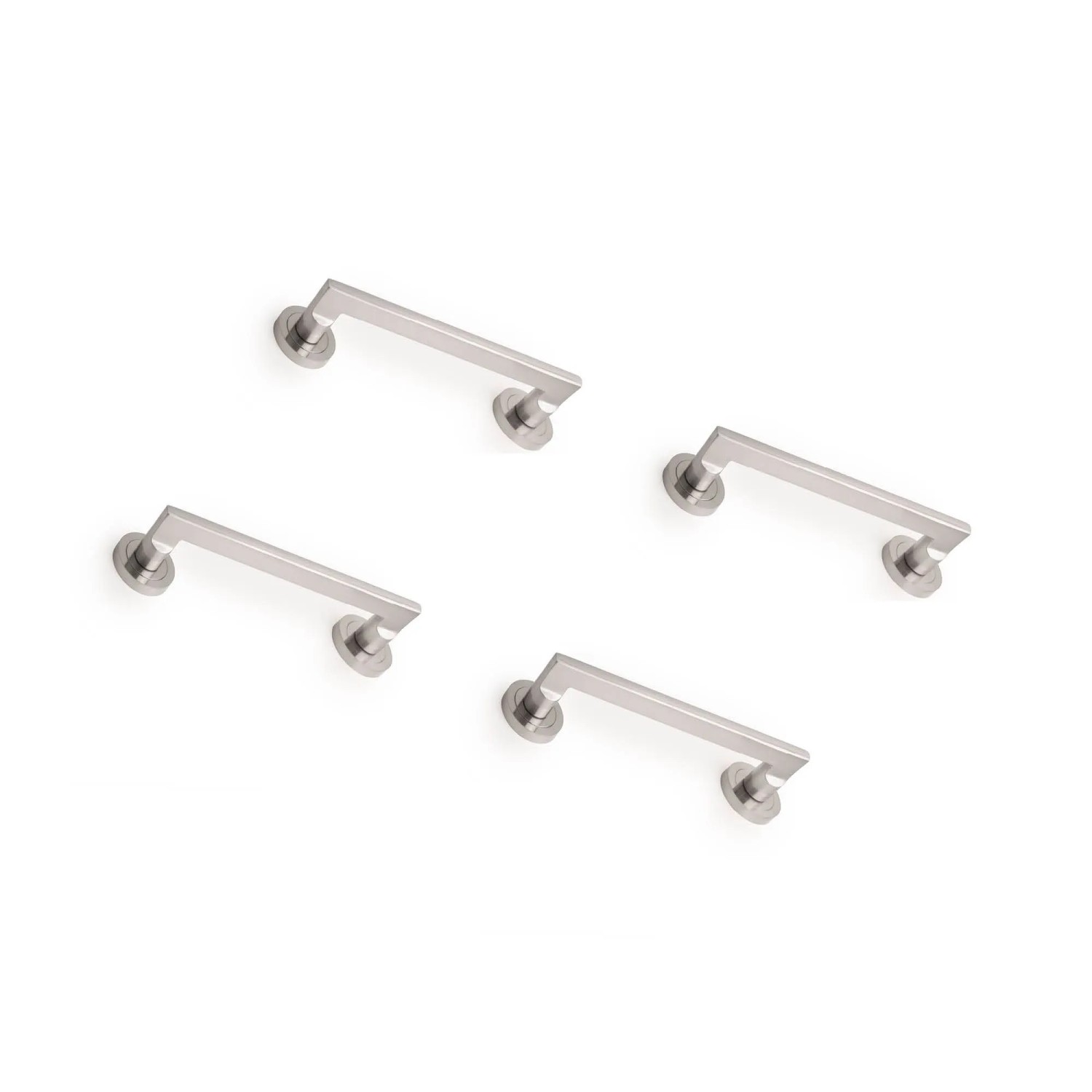 Emuca Satz von 4 Gebogene Griffe mit RoSetten von 50 mm Durchmesser für Schiebetüren Aluminium Nickel Satiniert