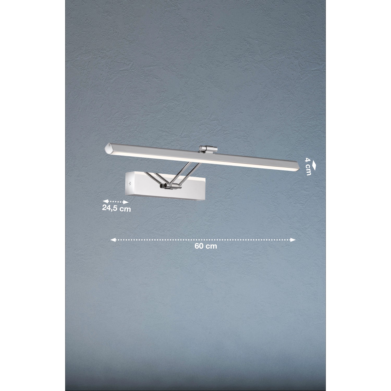 Moderne LED Spiegelleuchte Baabe von Fischer & Honsel, Chrom, 60 cm breit, für Bad und mehr.