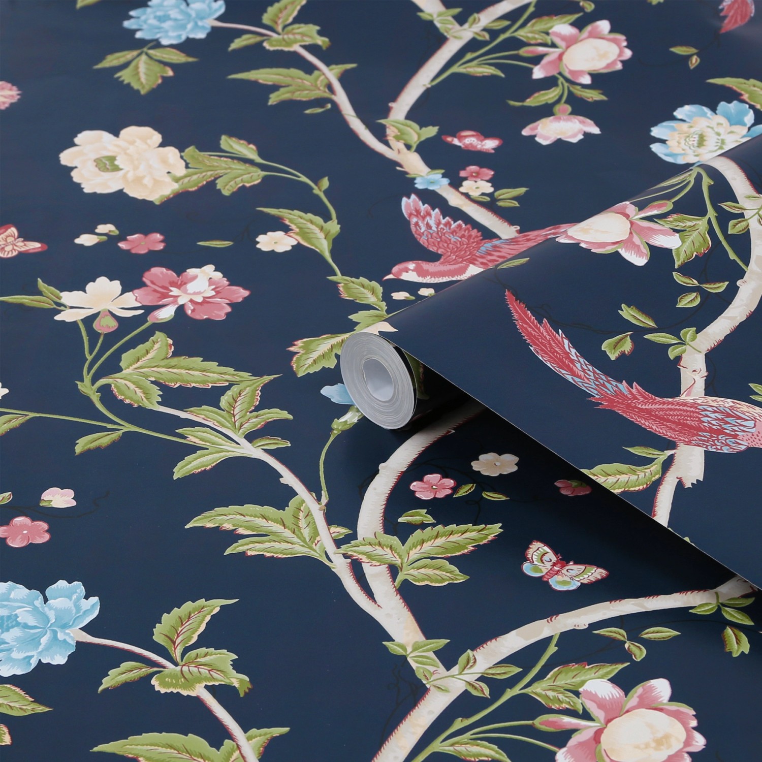 Laura Ashley Vliestapete Summer Palace Midnight Blue Blau FSC®