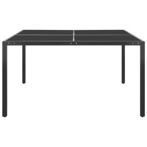 Quadratischer, anthrazitfarbener Gartentisch (130x130 cm) mit Glasplatte, vidaXL.