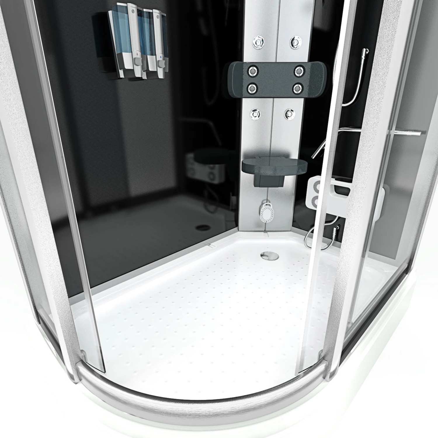 AquaVapore Duschkabine D60-73T3L, 120x80 cm, mit Regendusche, Massagedüsen und Klappsitz.