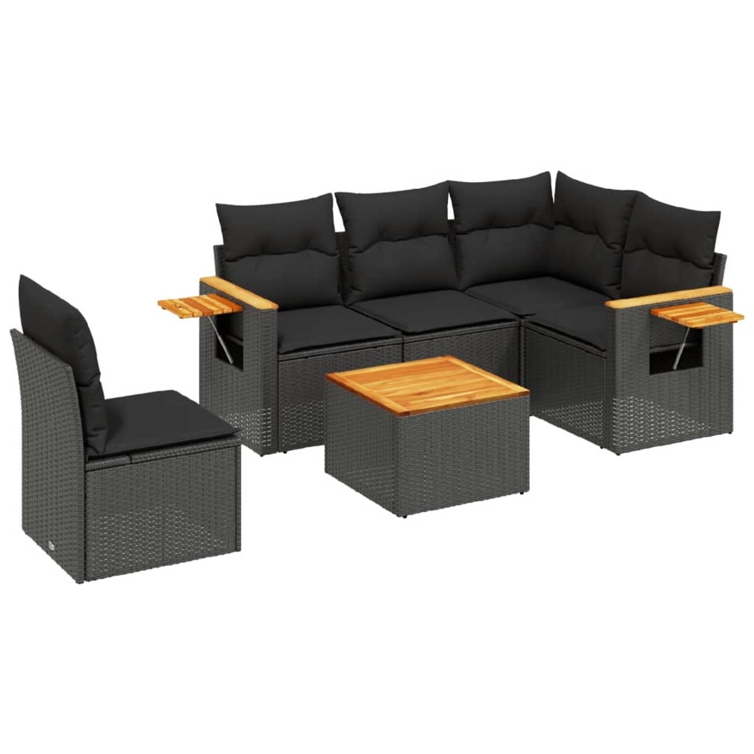 vidaXL 6-Tlg Garten-Sofagarnitur mit Kissen Schwarz Poly Rattan 3226818 günstig online kaufen