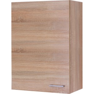 Flex-Well Oberschrank Florida, 60 cm, Sonoma Eiche, mit Drehtür und silberfarbenem Griff.