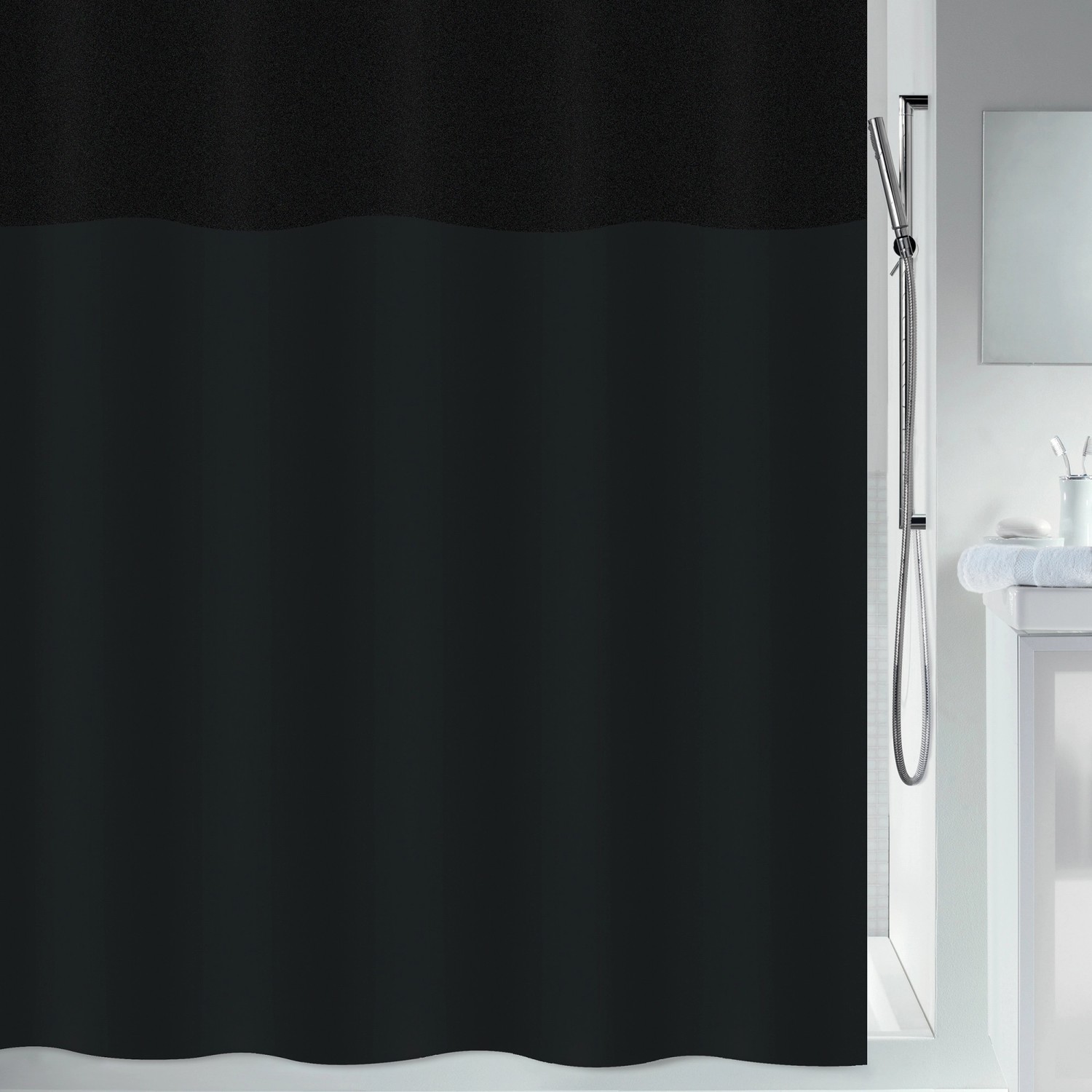 Spirella Duschvorhang Urbanko 180 cm x 180 cm Schwarz günstig online kaufen