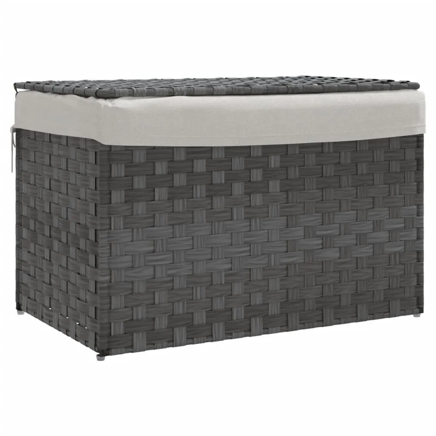 vidaXL Wäschekorb mit Deckel Grau 55,5x35x34 cm Poly Rattan 372051