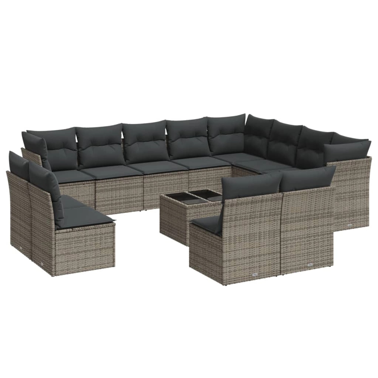vidaXL 13-Tlg Garten-Sofagarnitur mit Kissen Grau Poly Rattan 3218480 günstig online kaufen