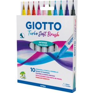Giotto Turbo Soft Brush Fasermaler, 10 Farben im Set.