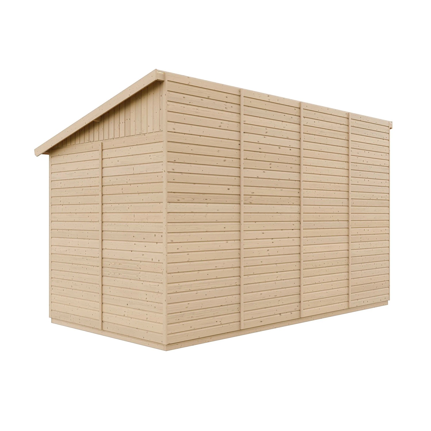 Timbela Gartenhaus M340A+M340G, 8 m², Holz natur, mit Seitenwand und Boden.