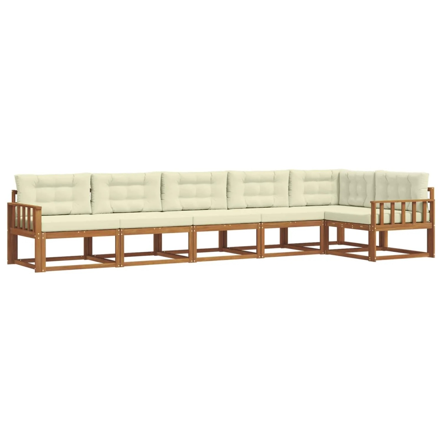 vidaXL Outdoor-Sofagarnitur mit Kissen 6-Tlg Natur und Creme 3367643