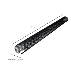Inefa Laubschutzgitter, 2 m lang, 100-125 mm breit, aus schwarzem PVC für Dachrinnen.