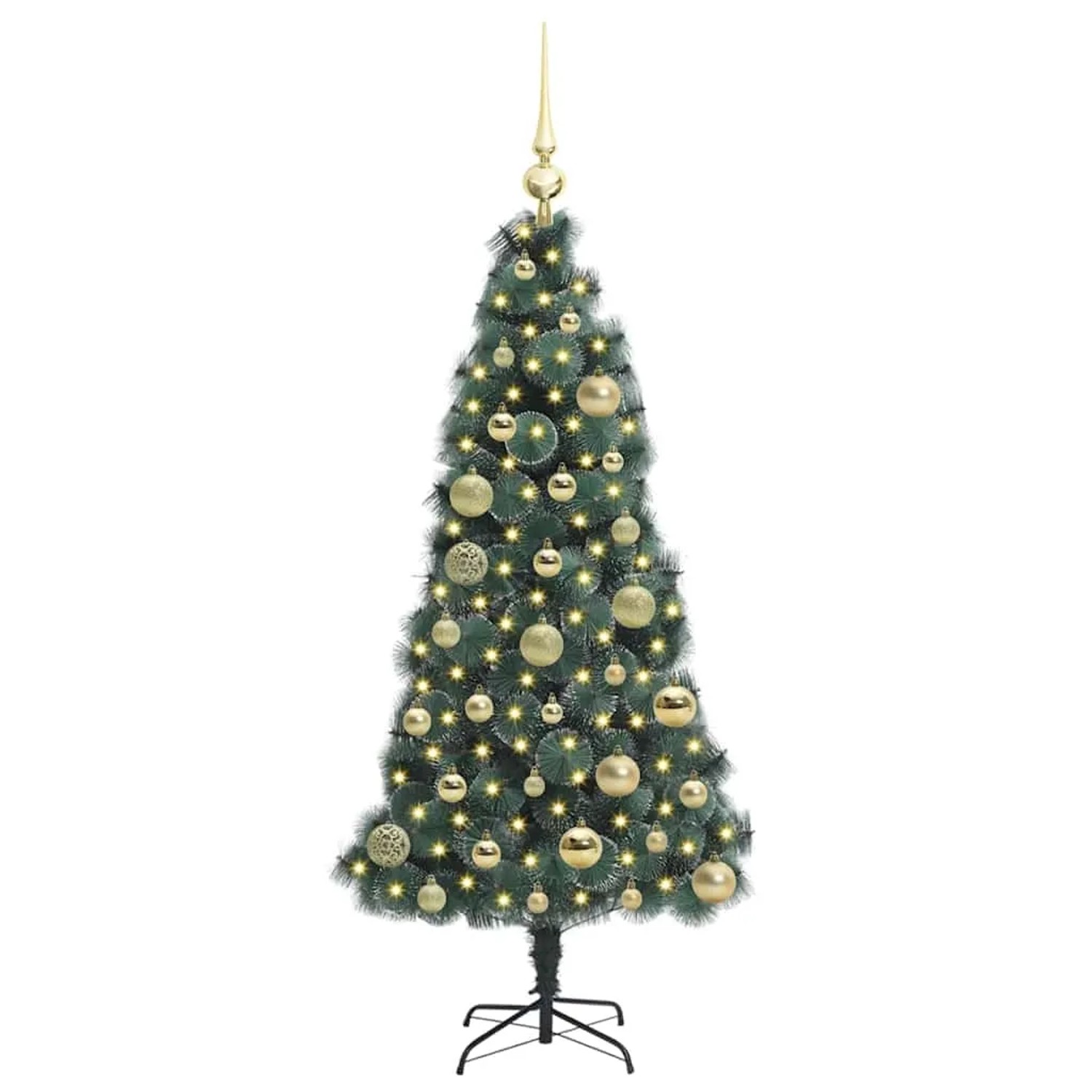 vidaXL Künstlicher Vorbeleuchteter Weihnachtsbaum mit Kugelset 120 cm 3396145