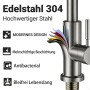 Gebürsteter AICA Einhebelmischer mit Ausziehbrause für die Küche.