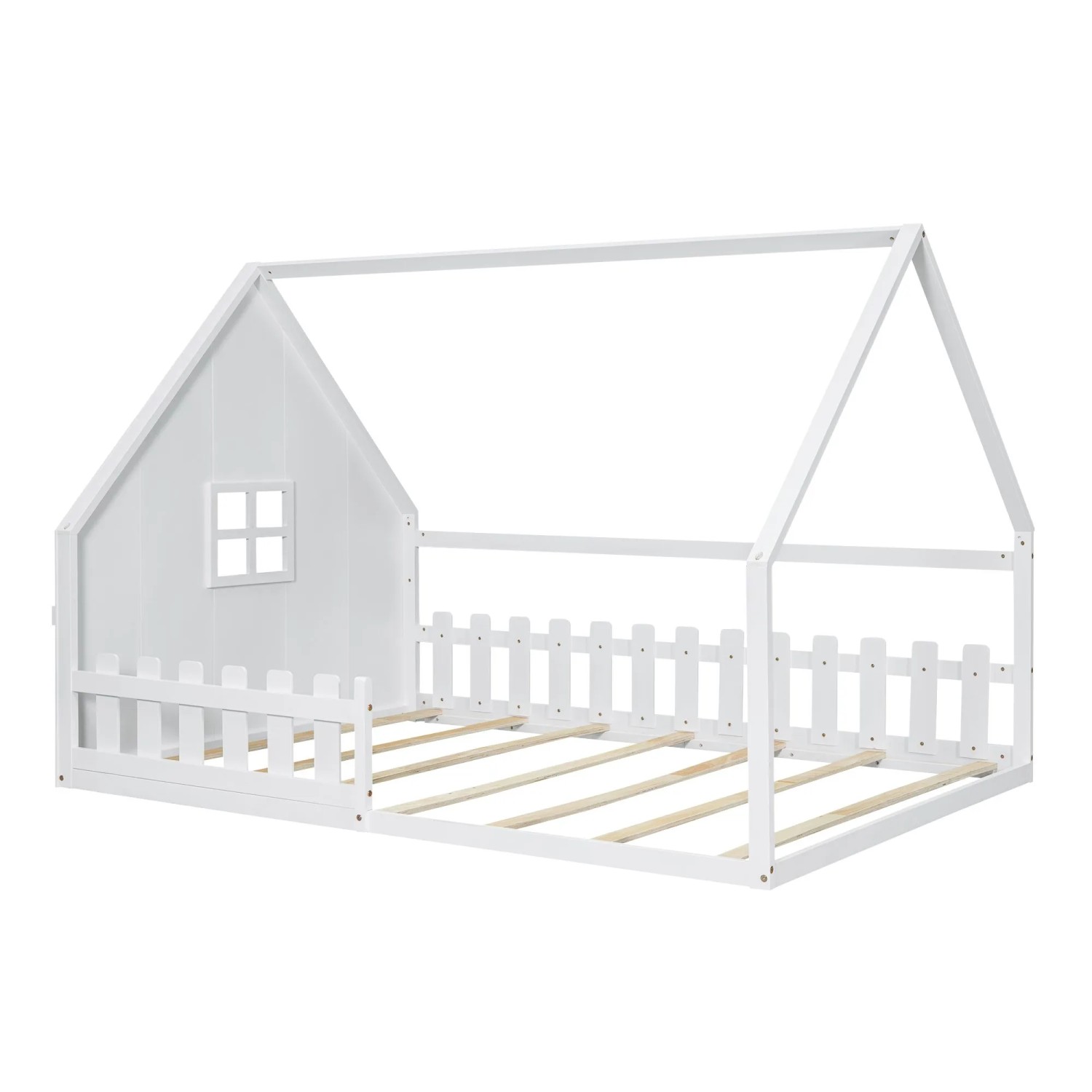 okwish Kinderbett 140×200 Flachbett Hausleiste ohne Matratze