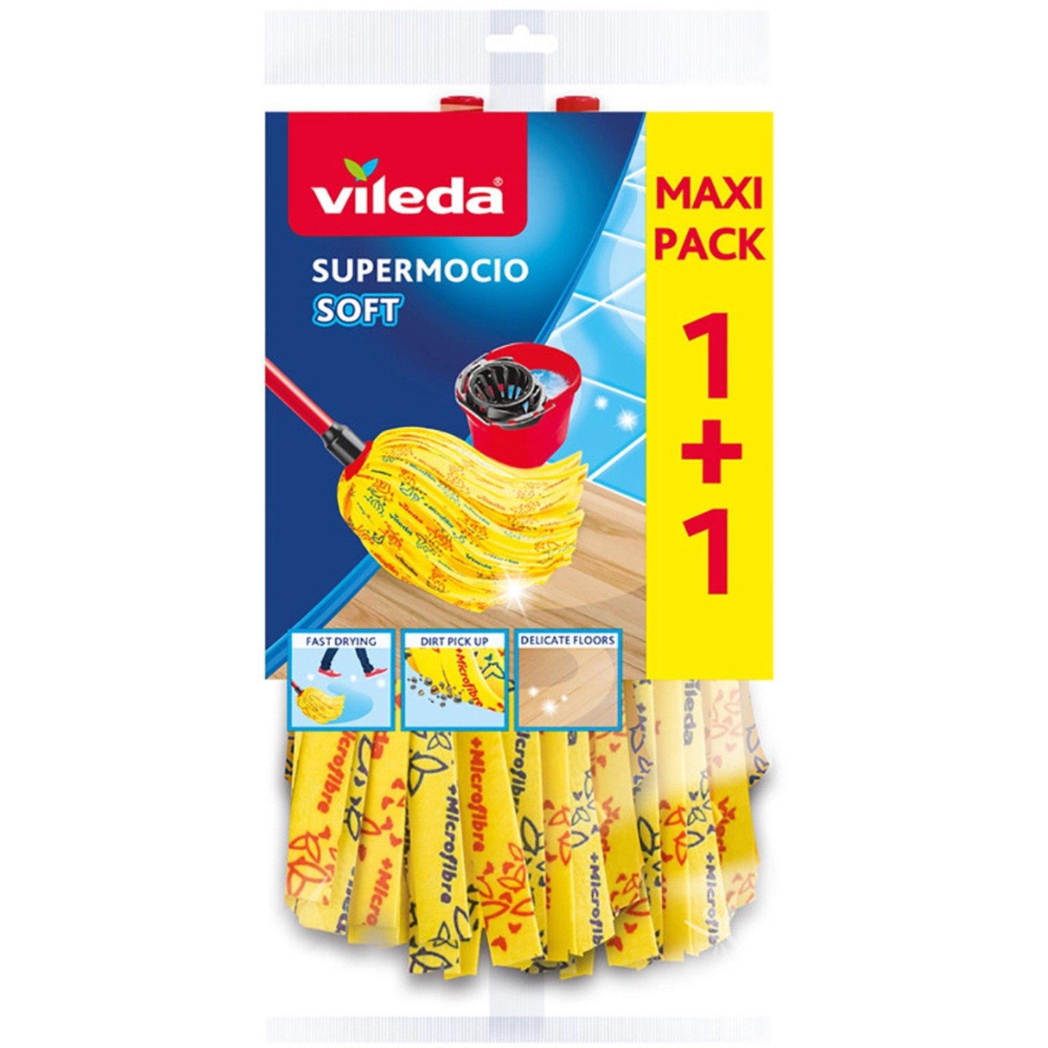 Vileda Ersatzmopp Doppelpack für Wischmopp SuperMocio Soft