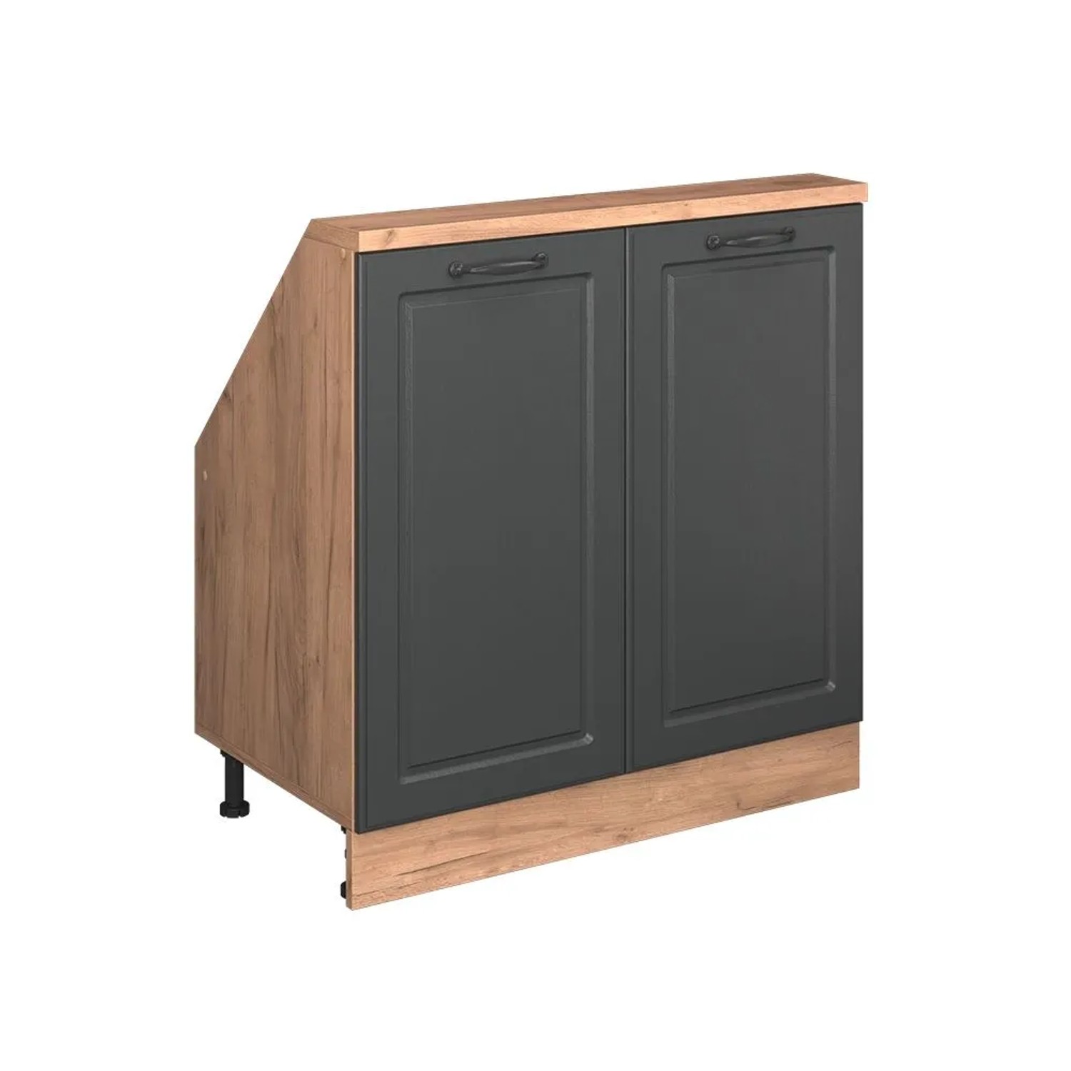 Vicco Küchenschrank für Dachschrägen R-Line Anthrazit Landhaus Goldkraft Eiche 80 x 82 mit 2 Türen Art Nr 58067