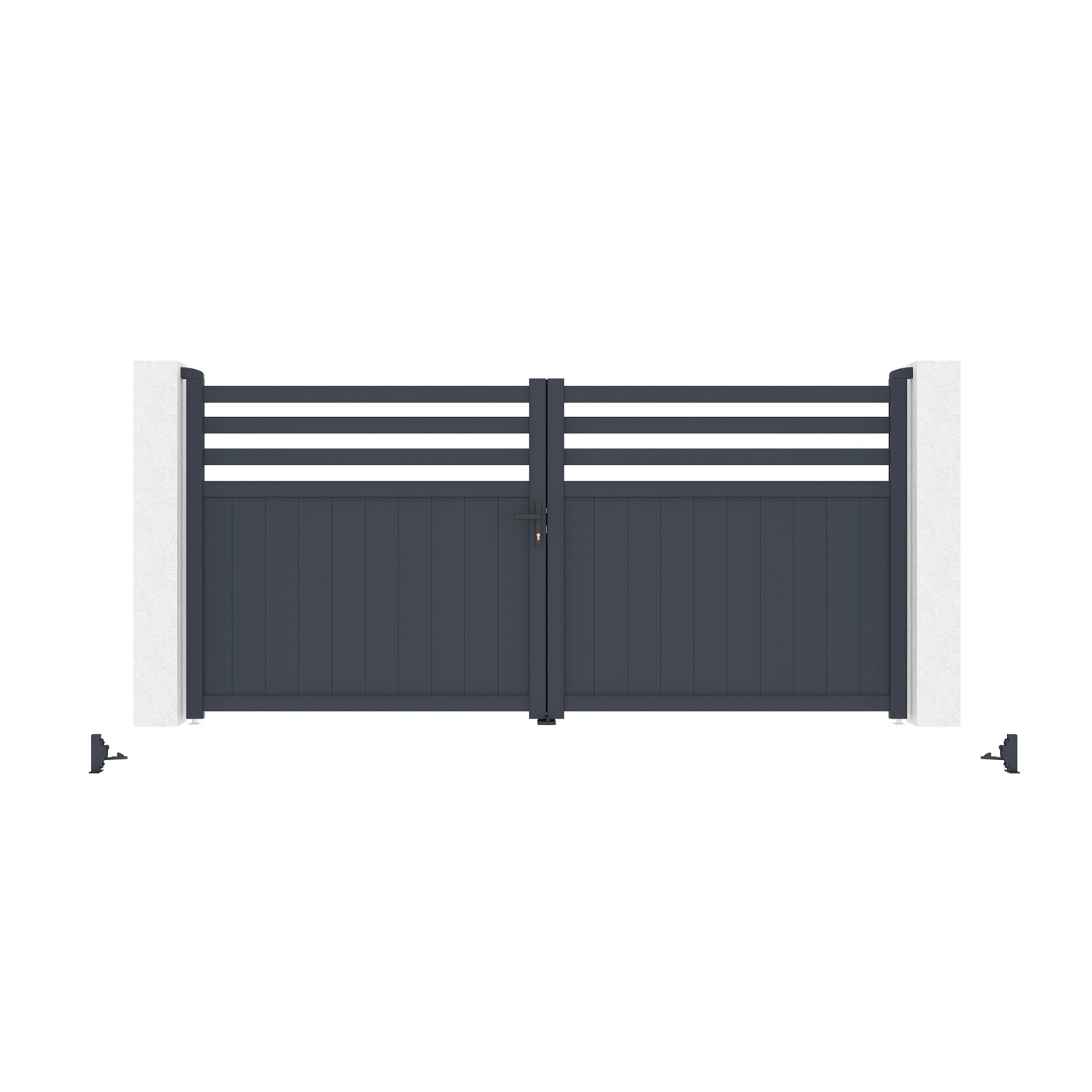 Casanoov Drehtor Nevis, 3,4 m breit, mit Motorisierung. Gartentor aus Aluminium in Grau.