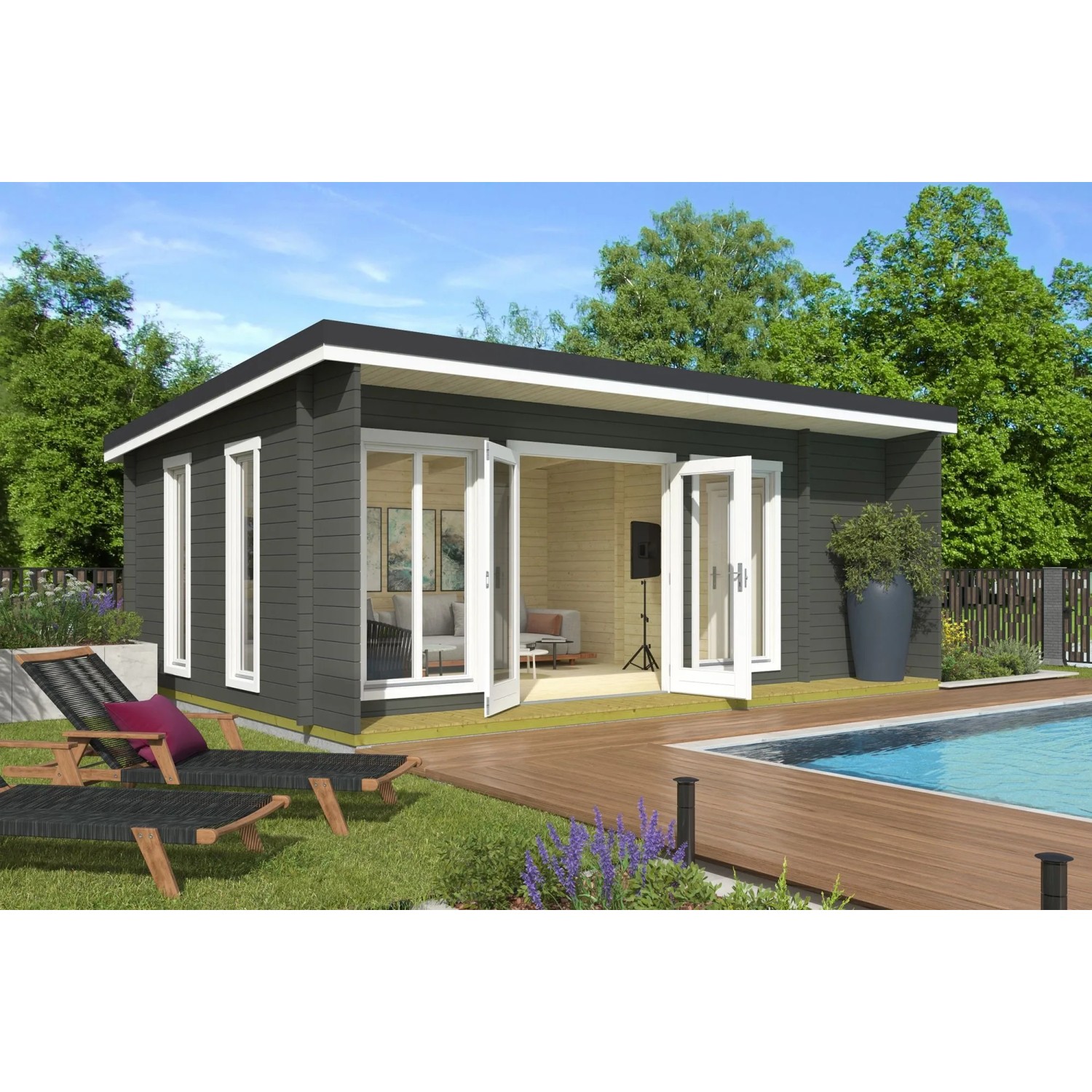 Lasita Gartenhaus Japan 608 cm x 390 cm Grau-Grün