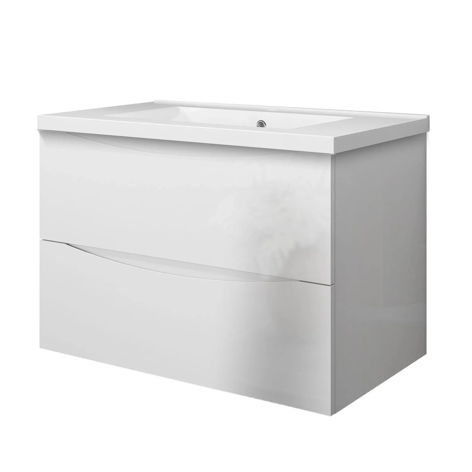 Duschspa Badmöbel 80cm Waschbecken mit Unterschrank Hochglanz Weiß