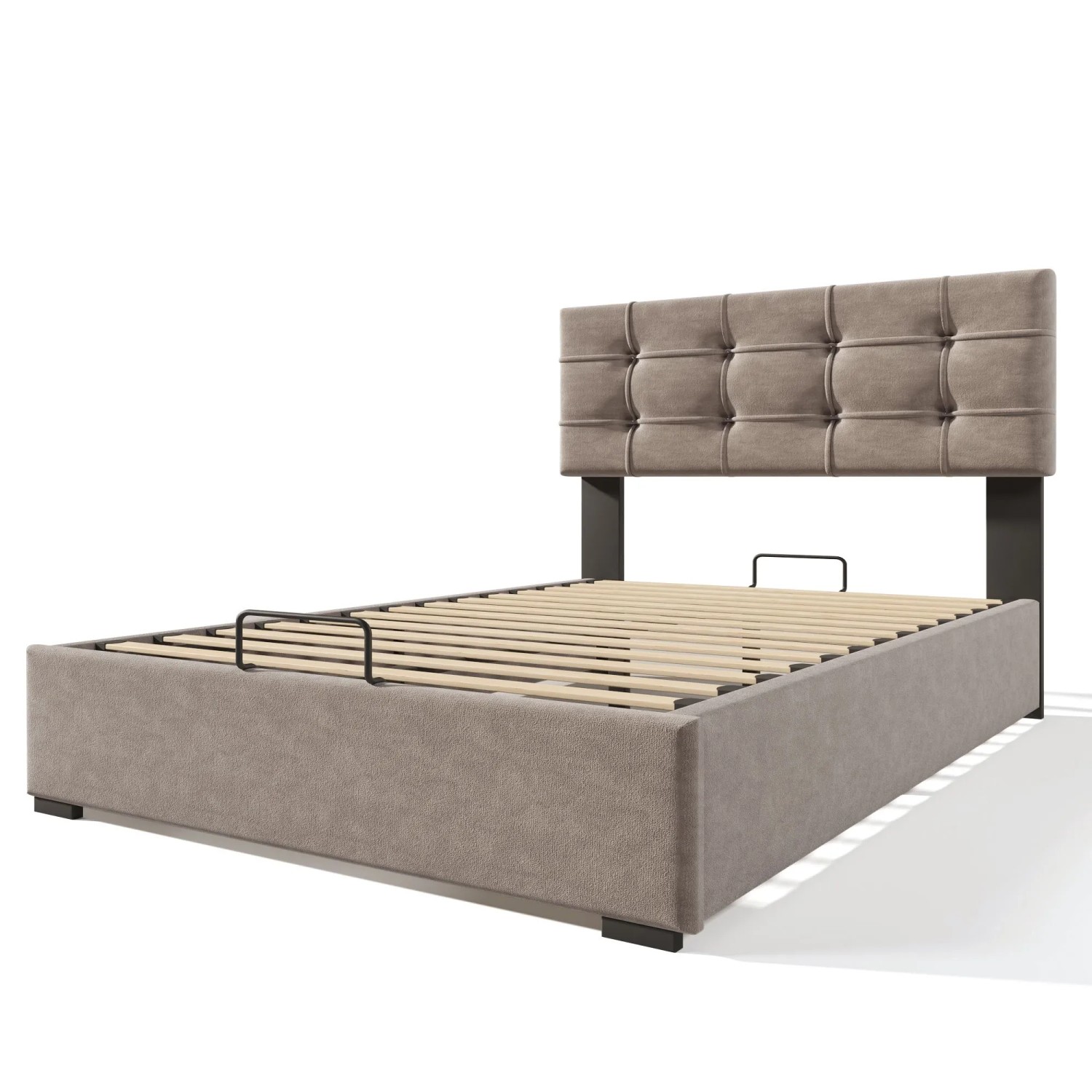 okwish Polsterbett 140x200cm mit Stauraum Verstellbarem Kopfteil Hellgrau mit Matratze