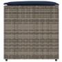 Graue vidaXL Kissenbox aus Poly-Rattan, 50x50x50 cm, zur Aufbewahrung im Garten.