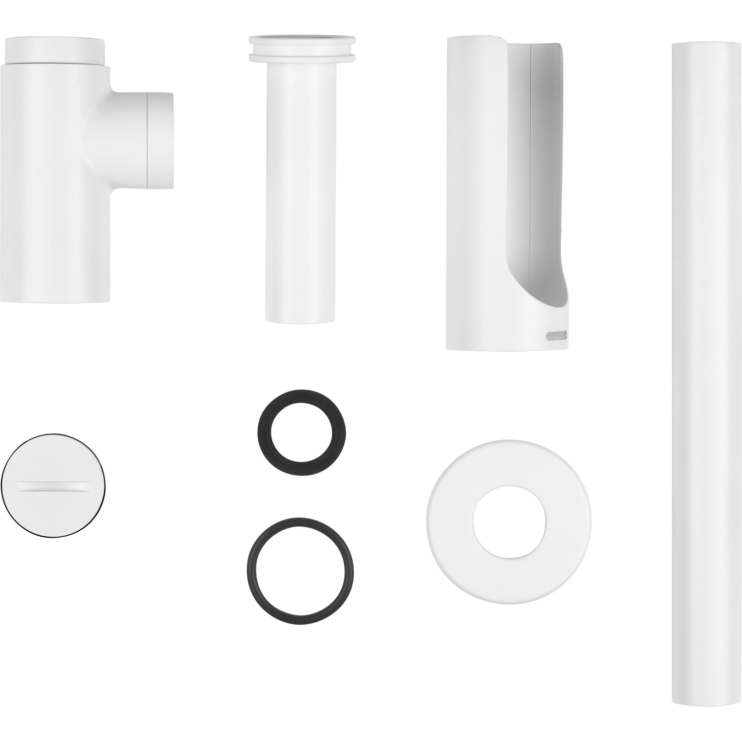 baliv Flaschensiphon DS-3440, weiß matt, für Waschbecken. Siphon-Set mit Dichtungen und Rohren.