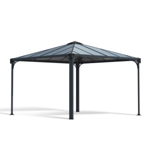 Canopia Gartenpavillon Palermo 3x3 in Anthrazit mit Polycarbonat-Dach für den Garten.
