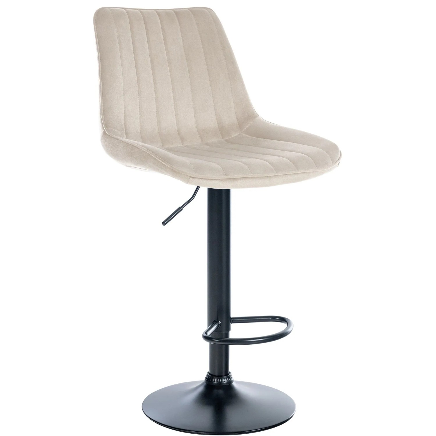CLP Barhocker Toni Samt Creme/Schwarz